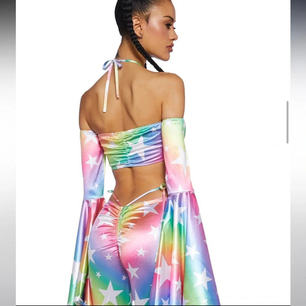 Dolls-kill Celestial Stars Bell Sleeve Top And Super Flare Pant - Picture 3 of 5